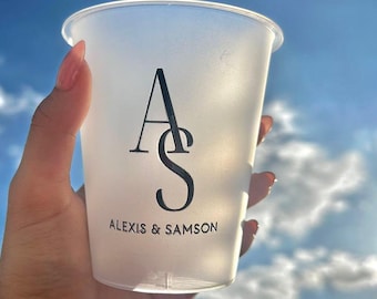 Personalized Frosted Wedding Cups, Modern Reception Decor