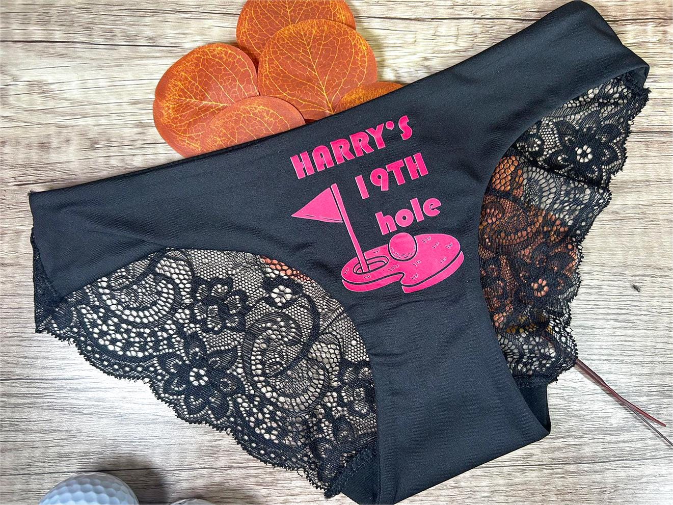 Personalized 19th Hole Funny Golf Underwear, Bachelorette Party Wedding Party, Fun Valentines Anniversary Custom Bride Pantie, Bridal Shower