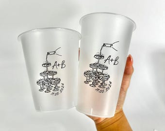 Personalized Frosted Wedding Cups, Custom Party Favors