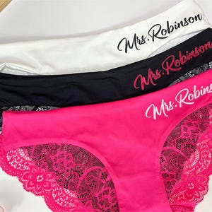 Personalized gift for her Bride Panties Lace Wedding Underwear Bridal Shower Gift Bachelorette Personalized Honeymoon Gift bride underwear
