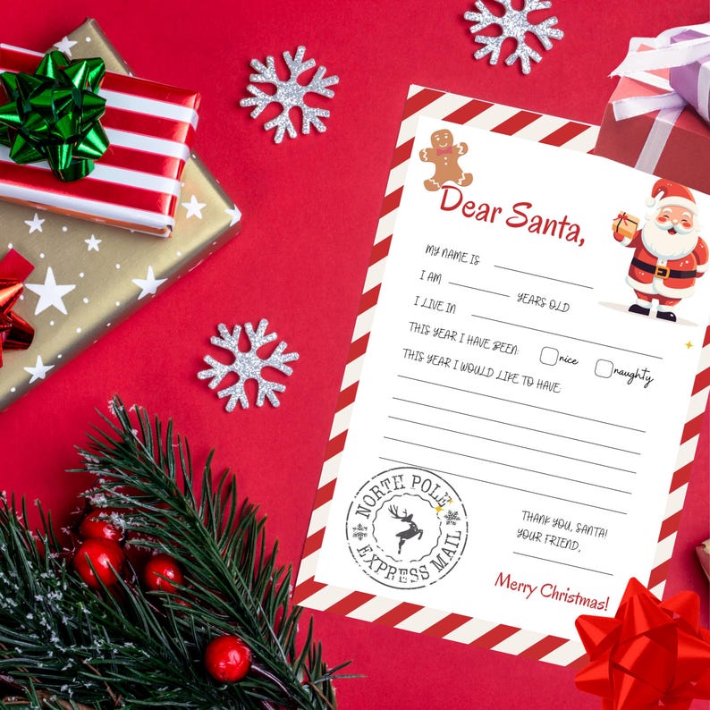 Dear Santa Format Personalized Santa Letter Template | Dear Santa Letter Printable for ...