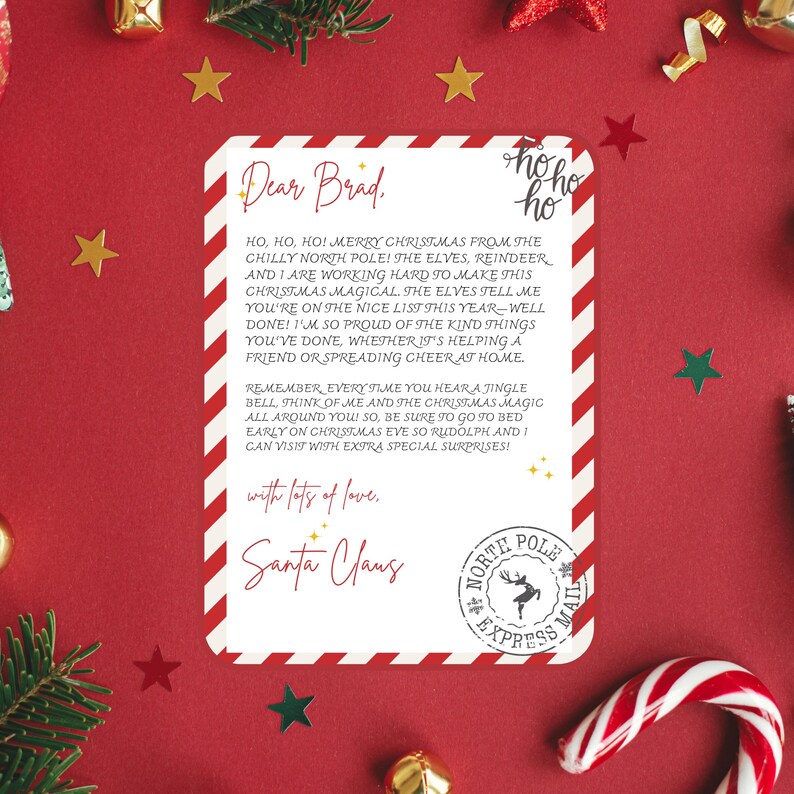 Personalized Santa Letter Template Editable Christmas Santa Letter From ...
