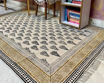 Indian Boho Rug – Handwoven Cotton Dhurrie Area Rug
