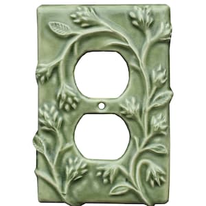 Piastra da parete duplex in ceramica Vine Design Art in smalto al tè verde