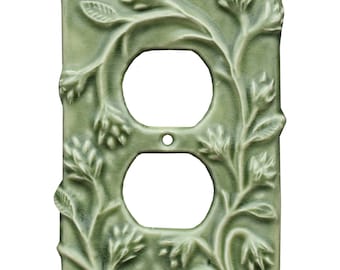 WYKONANE NA ZAMÓWIENIE: Ceramiczna płytka ścienna Vine Design Duplex Outlet w kolorze zielonej herbaty