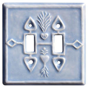 MADE TO ORDER: Charms Double Toggle Ceramic Light Switch Cover in Hyacinth Blue Glaze