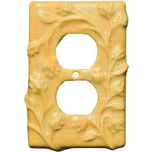 Vine Design Ceramic Art Duplex Outlet Wall Plate in Gold Rush Glaze
