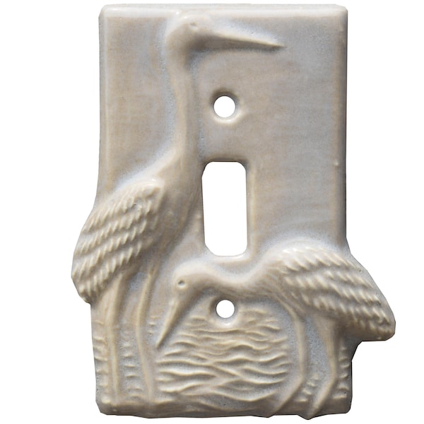 MADE TO ORDER: Egrets Ceramic  Single Toggle Light Switch Cover in Oyster Glaze