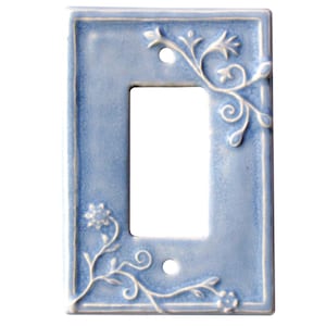 MADE TO ORDER: Vine Design Keramik Lichtschalter Platte- Single Rocker Decora in Hyazinth Blau Glasur