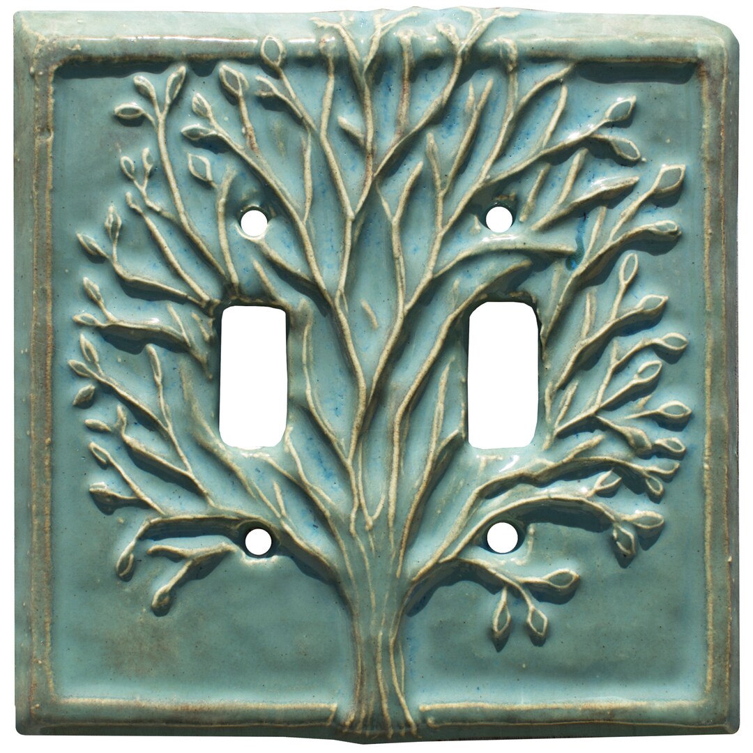 Tree Ceramic Double Toggle Light Switch Cover