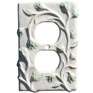 受注生産：ヴァインセラミックアート デュプレックスコンセント用ウォールプレート（ホワイトアゲート釉薬仕上げ）