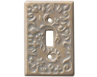 Whimsical Ceramic Single Toggle Light Switch Cover in Oyster Glaze (gloss finish)