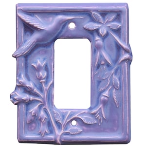 MADE TO ORDER: Hummingbird Ceramic Light Switch Cover -Single Rocker in Lavender Glaze