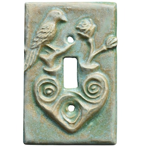 MADE TO ORDER: Heart Ceramic Single Toggle Light Switch Plate in Patina Glaze