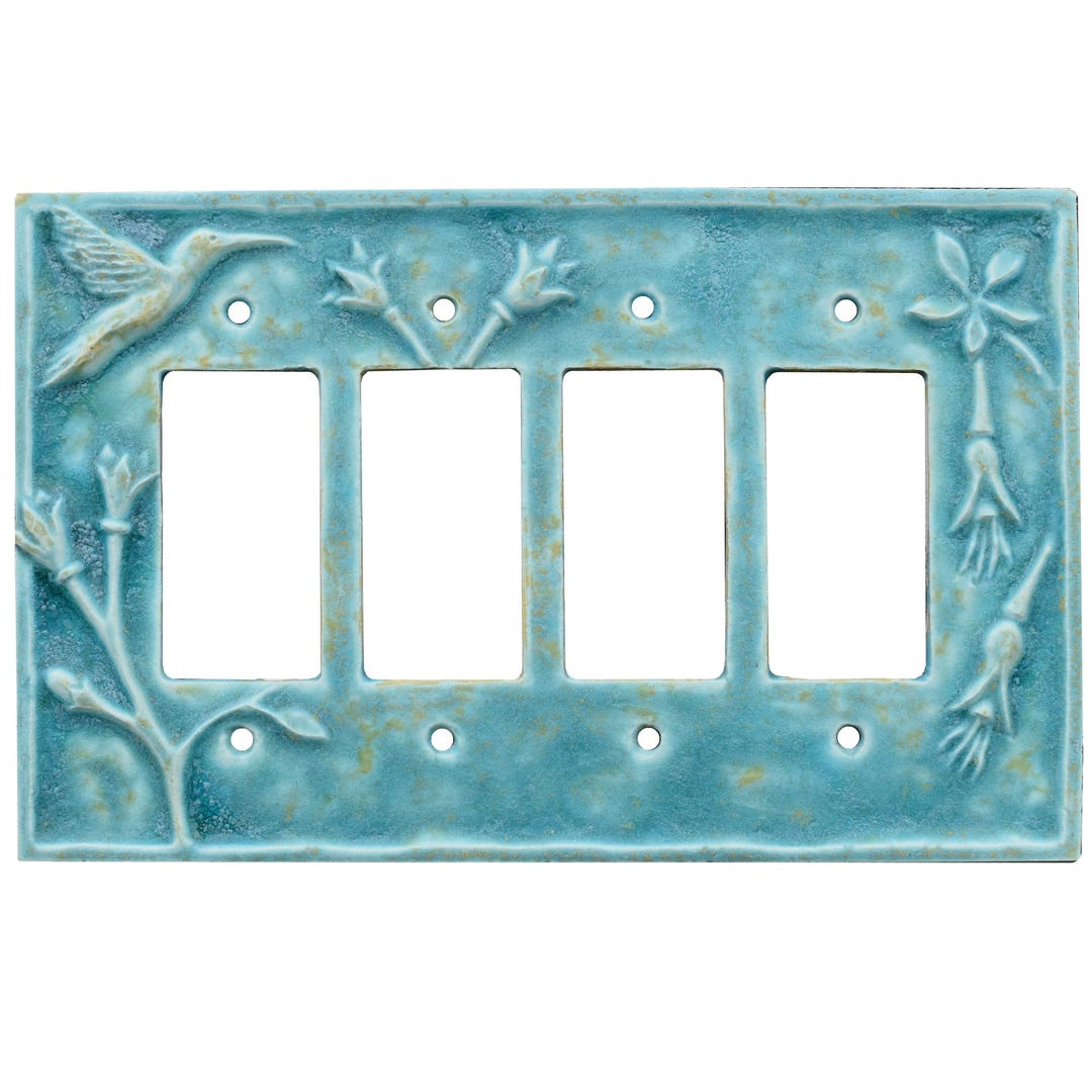 IN STOCK: Hummingbird Quad Rocker GFI Light Switch Plate in Aqua Stone ...