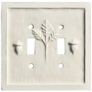 HECHO A PEDIDO: Placa de interruptor de luz de doble palanca de cerámica de roble bellota con esmalte cáscara de huevo