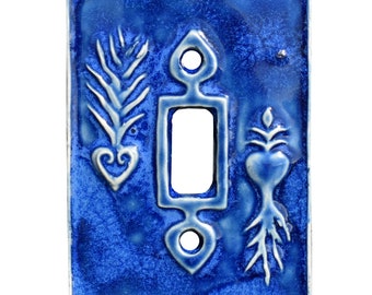 Charms Single Toggle Ceramic Light Switch Cover in Sapphire Blue Glaze