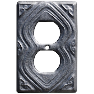 Moroccan Ceramic Duplex Outlet Cover in Steel Glaze