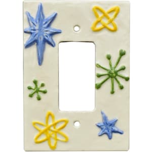 EN STOCK: Placa de interruptor de luz de cerámica atómica con interruptor basculante simple GFI en esmaltes cáscara de huevo, amarillo, verde y azul