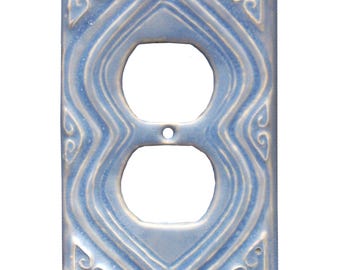 MADE TO ORDER: Moroccan Ceramic Duplex Outlet Plate in Hyacinth Blue Glaze