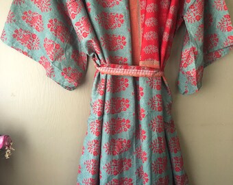 Zijden gewaad - Duster Jacket - 2024 - Kimono - Upcycled Sari Silk - Uniek in zijn soort - Valt klein - xl