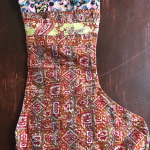 Kantha Quilt Christmas Stocking - sari silk patchwork