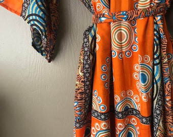 Zijden gewaad - Duster Jacket - 2024 - Kimono - Upcycled Sari Silk - Uniek in zijn soort - Valt klein - xl