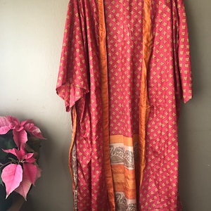 Silk Robe - Duster Jacket - 2024 - Kimono - Upcycled Sari Silk - One of a kind - Fits small - xl