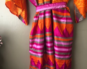 Zijden gewaad - Duster Jacket - 2024 - Kimono - Upcycled Sari Silk - Uniek in zijn soort - Valt klein - xl