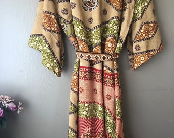 Zijden gewaad - Duster Jacket - 2024 - Kimono - Upcycled Sari Silk - Uniek in zijn soort - Valt klein - xl