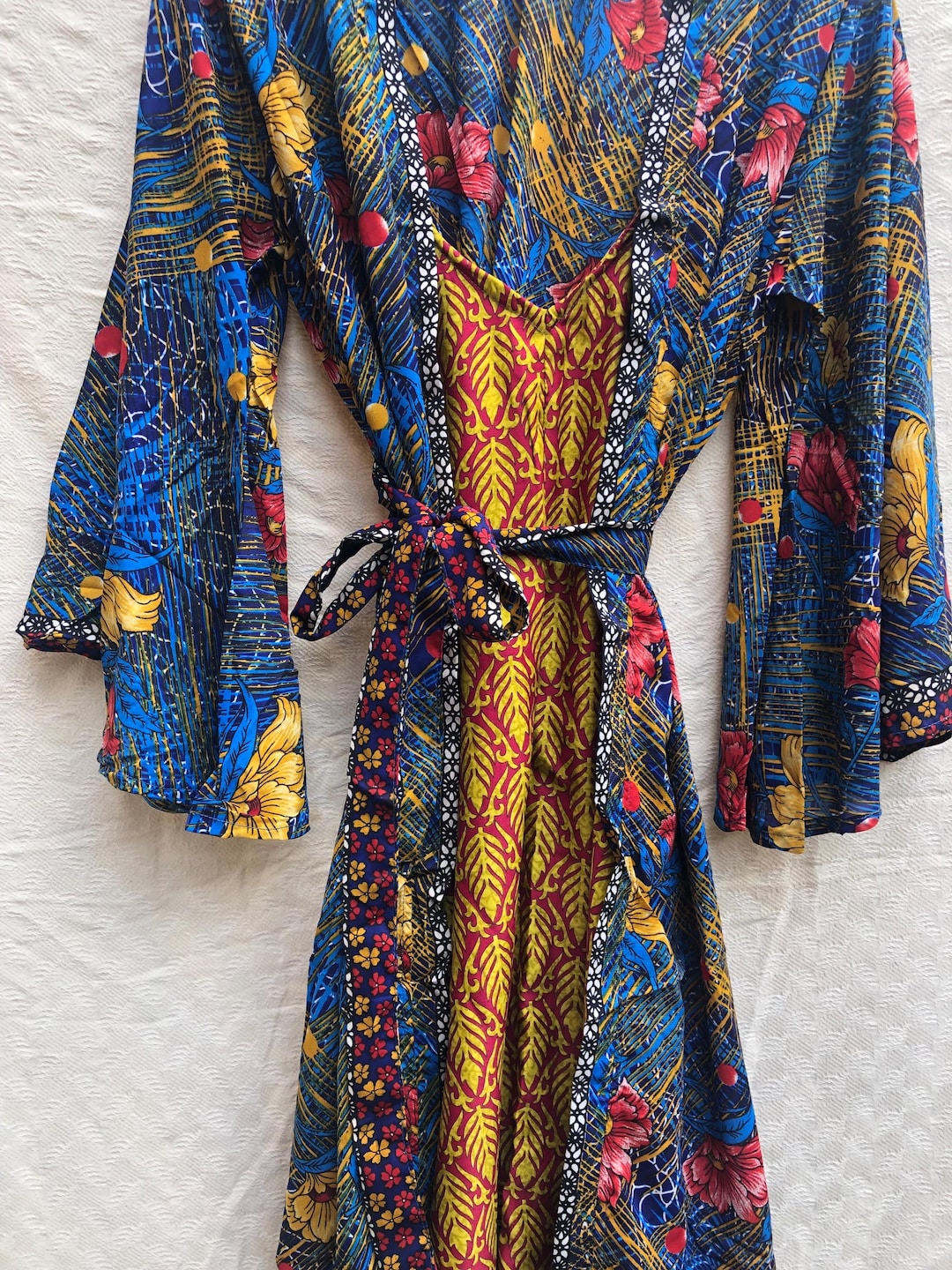 Bell Ringing Robe Luna Robe - Flutter Bell Sleeves - Shirt Dress Tailoring With Side ...