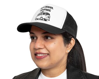 Vintage Old Skool Camping Mesh Cap, Funny Road Trip Hat