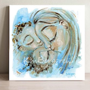 Understanding - Mother and 2 kids kissing art print - limited edition option