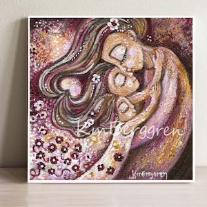 Mother and Daughters, 2 Sisters Room Decor, Motherhood Art Print by KmBerggren - Love In, Love Out