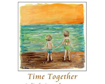 Time Together - brother and sister on beach holding hands - limited edition option