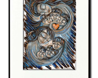 ORIGINAL ART One-Of-A-Kind Painting of Asian Mother and 3 Children by KmBerggren - Reasons To Believe