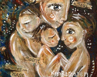 Modern Motherhood Art Wall Decor, Mom with Three Kids Gift, Unique Mothers Gifts from KmBerggren - Spirit Soul and Sweetness