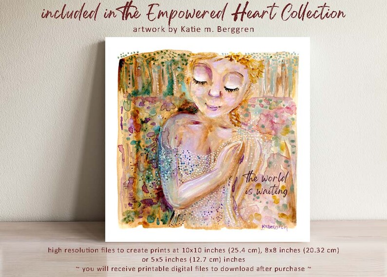 PRINTABLE Digital Prints, art wall decor, paintings of women, digital art file, printable art file, Empowered Woman Wall Art, print sister gift, Downloadable Watercolor artwork, confident daughter art, divorce gift, lone woman art, powerful woman