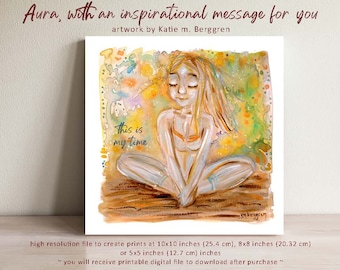 PRINTABLE Digital Print - Empowered Woman Wall Art - Instant Download - Downloadable Watercolor artwork - Aura