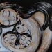 Dark long hair mom with three children, archival signed archival print from original painting - Veva's Home