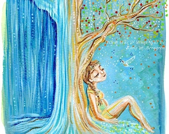 What Was & What Will Be - Pregnant Woman sitting beneath tree - Cold Blue and Warm Blooming - limited edition option