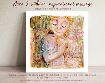 PRINTABLE Digital Print - Empowered Woman Wall Art - Instant Download - Downloadable Watercolor artwork - Aura 2