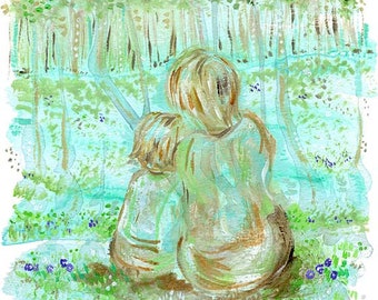 A Place Of Possibilities - Parent & Child in the woods art print - limited edition option