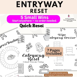 Entryway Reset – ADHD Cleaning Printable for Overwhelmed Homes – Low Energy Cleaning System – 7 Page Bundle