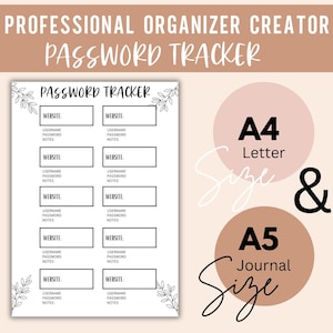 Password Tracker Printable Password Log Password Keeper Sheet Home Office Organizing A5 Journal Insert Password Journal Planner Page A4 PDF