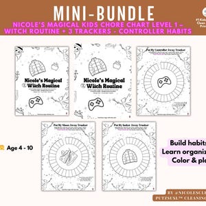 Magical Fairy Chores Mini-Bundle – Level 1 – Kids Chore Chart & Routine Printables – Habit Tracker Coloring Pages – Controller Habits