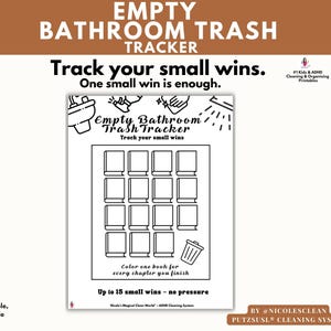 Rastreador de basura vacía – Lista de verificación de limpieza para TDAH – Reinicio de bajo consumo de energía – Rastreador de pequeños logros – Ayuda para el reinicio del hogar
