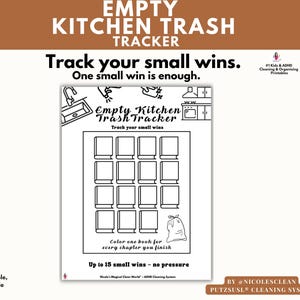 Rastreador de basura de cocina vacía – Lista de verificación de limpieza para TDAH – Reinicio de bajo consumo energético – Rastreador de pequeños logros – Ayuda para el reinicio del hogar