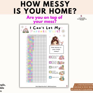 ADHD Schoonmaak Tracker – Hoe rommelig is mijn huis? – Grappige Huis Rommel Tracker – Dagelijkse Schoonmaak Voortgangsgrafiek – Printbaar PDF-bestand