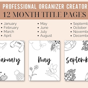 Monthly Planner Title Pages: Printable Journal Covers (A4/A5 PDF)